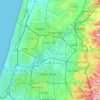 Topografische kaart Drom HaSharon Regional Council, hoogte, reliëf