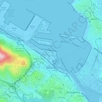 Topografische kaart Santurce, hoogte, reliëf