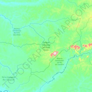 Topografische kaart Parque Nacional Serra da Cutia, hoogte, reliëf