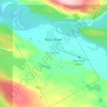 Topografische kaart Ross River, hoogte, reliëf
