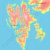 Topografische kaart Spitzbergen, hoogte, reliëf