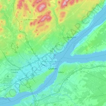 Topografische kaart Québec, hoogte, reliëf