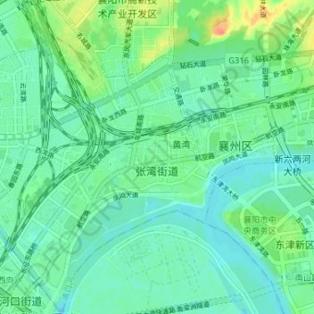 Topografische kaart 张湾街道, hoogte, reliëf