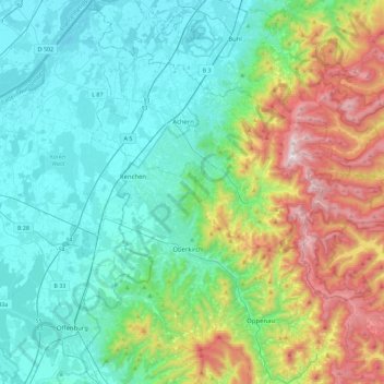 Topografische kaart Rench, hoogte, reliëf