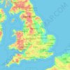 Topografische kaart Inglaterra, hoogte, reliëf