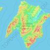 Topografische kaart Bolshoy Shantar Island, hoogte, reliëf