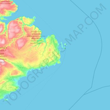 Topografische kaart Vardø, hoogte, reliëf