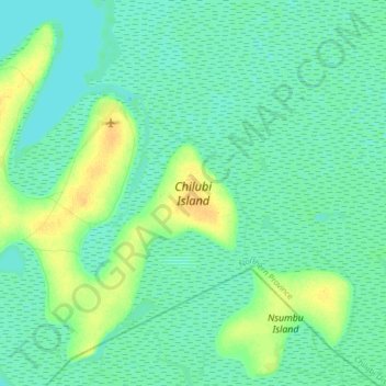 Topografische kaart Chilubi Island, hoogte, reliëf