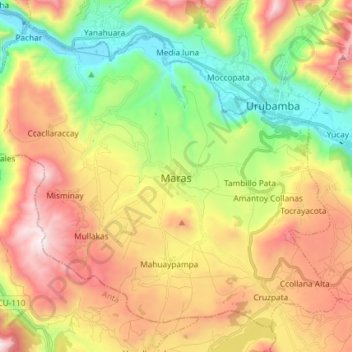 Topografische kaart Maras, hoogte, reliëf