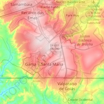 Topografische kaart Santa Maria, hoogte, reliëf