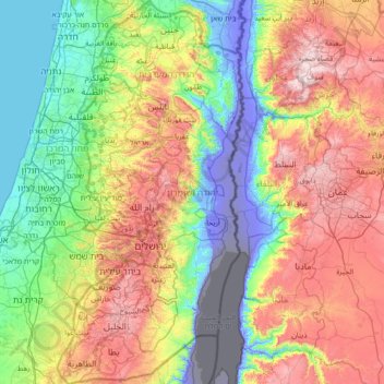 Topografische kaart יהודה ושומרון, hoogte, reliëf