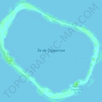 Topografische kaart Île de Clipperton, hoogte, reliëf