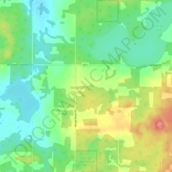 Topografische kaart George Lake Natural Area, hoogte, reliëf