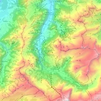 Topografische kaart Wolfenschiessen, hoogte, reliëf