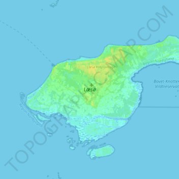 Topografische kaart Læsø Kommune, hoogte, reliëf