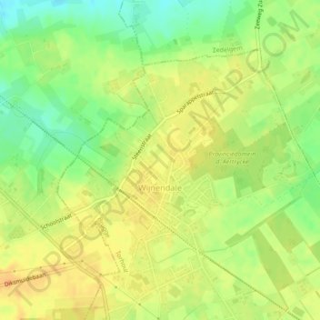 Topografische kaart Wijnendale, hoogte, reliëf