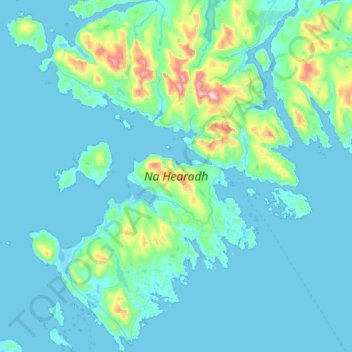 Topografische kaart Harris, hoogte, reliëf