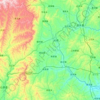 Topografische kaart 沁县, hoogte, reliëf
