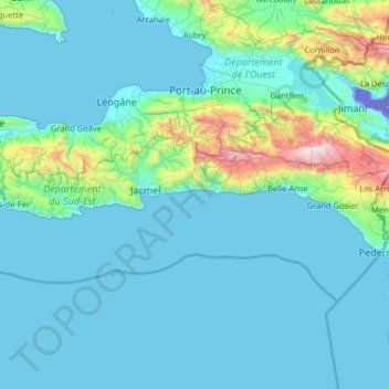 Topografische kaart South-East, hoogte, reliëf