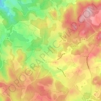 Topografische kaart Le Chastang, hoogte, reliëf