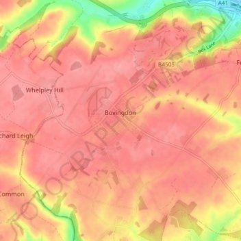 Topografische kaart Bovingdon, hoogte, reliëf