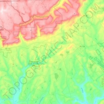 Topografische kaart Ross Township, hoogte, reliëf