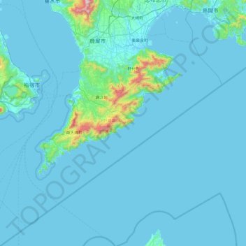 Topografische kaart 肝属郡, hoogte, reliëf