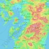 Topografische kaart 熊本県, hoogte, reliëf