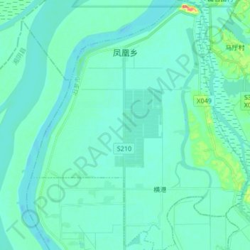 Topografische kaart 凤凰乡, hoogte, reliëf