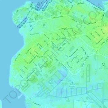 Topografische kaart Hickam Housing, hoogte, reliëf