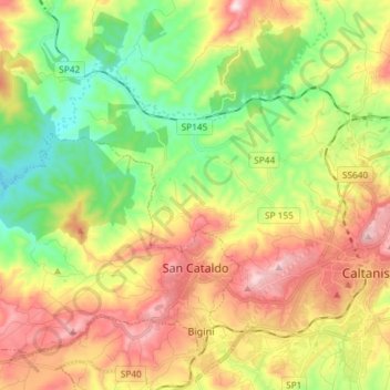 Topografische kaart San Cataldo, hoogte, reliëf