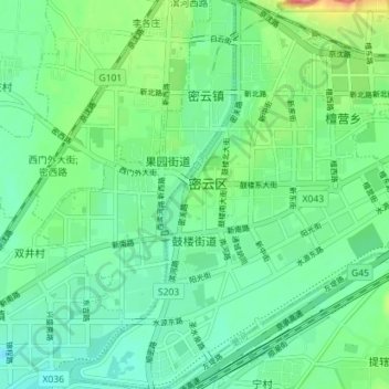 Topografische kaart 鼓楼街道, hoogte, reliëf