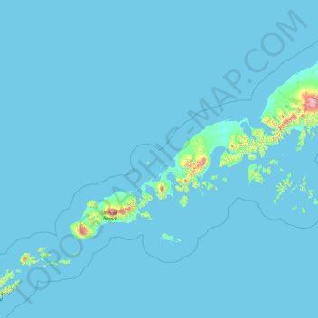 Topografische kaart Aleutians East, hoogte, reliëf