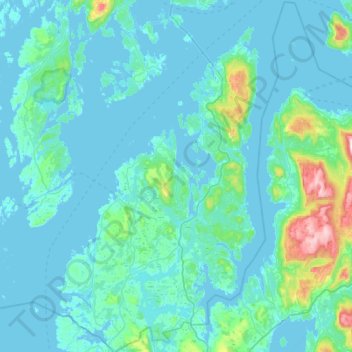 Topografische kaart Sveio, hoogte, reliëf