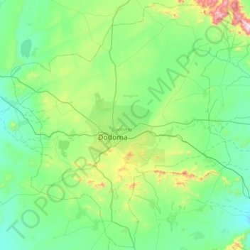 Topografische kaart Dodoma, hoogte, reliëf
