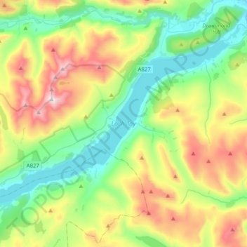 Topografische kaart Kenmore, hoogte, reliëf