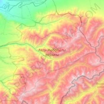 Topografische kaart Ақсу-Жабағылы қорығы, hoogte, reliëf