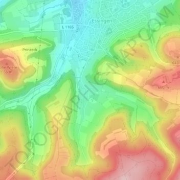 Topografische kaart 73457, hoogte, reliëf