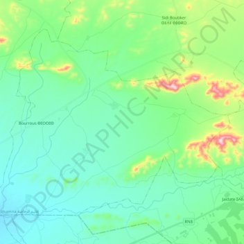 Topografische kaart Bourrous, hoogte, reliëf