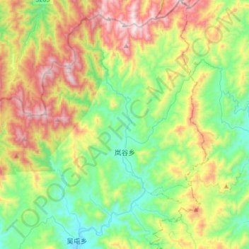 Topografische kaart 岚谷乡, hoogte, reliëf