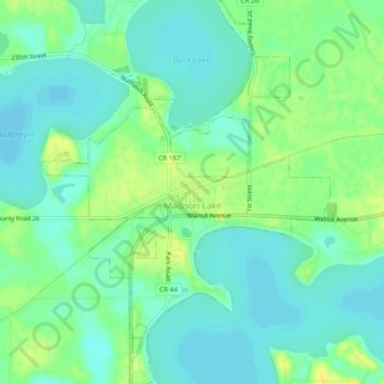 Topografische kaart Madison Lake, hoogte, reliëf