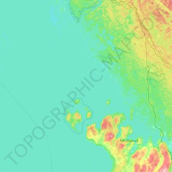 Topografische kaart Georgian Bay, hoogte, reliëf