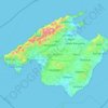Topografische kaart Majorque, hoogte, reliëf
