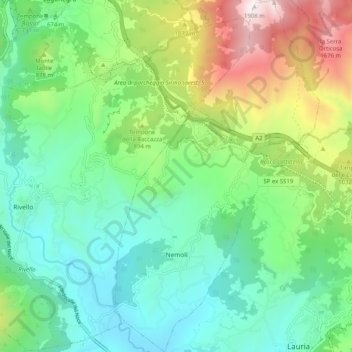 Topografische kaart Nemoli, hoogte, reliëf