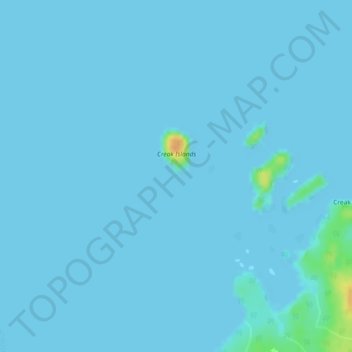 Topografische kaart Creak Islands, hoogte, reliëf