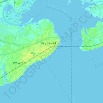 Topografische kaart Bay Saint Louis, hoogte, reliëf