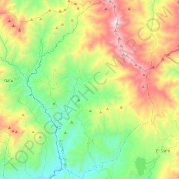 Topografische kaart Chitra, hoogte, reliëf