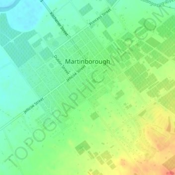 Topografische kaart Martinborough, hoogte, reliëf