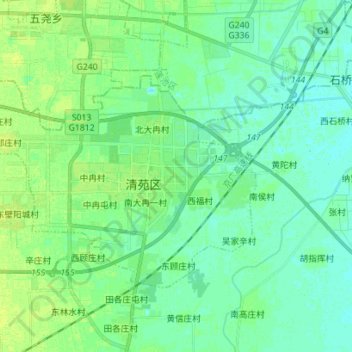 Topografische kaart 清苑镇, hoogte, reliëf