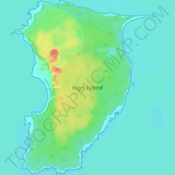 Topografische kaart High Island, hoogte, reliëf